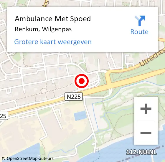 Locatie op kaart van de 112 melding: Ambulance Met Spoed Naar Renkum, Wilgenpas op 13 december 2022 08:22