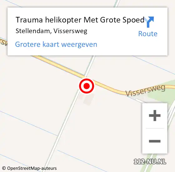 Locatie op kaart van de 112 melding: Trauma helikopter Met Grote Spoed Naar Stellendam, Vissersweg op 13 december 2022 08:28
