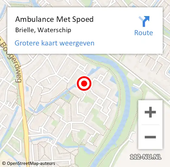 Locatie op kaart van de 112 melding: Ambulance Met Spoed Naar Brielle, Waterschip op 13 december 2022 08:38