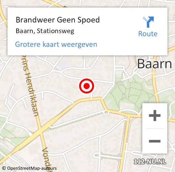 Locatie op kaart van de 112 melding: Brandweer Geen Spoed Naar Baarn, Stationsweg op 13 december 2022 09:08