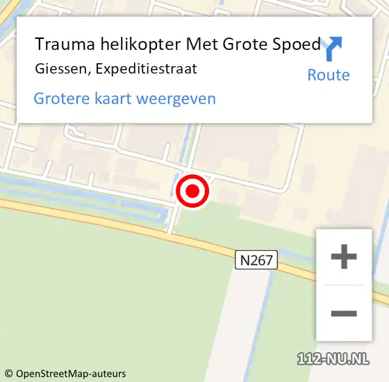 Locatie op kaart van de 112 melding: Trauma helikopter Met Grote Spoed Naar Giessen, Expeditiestraat op 13 december 2022 09:09
