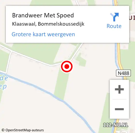 Locatie op kaart van de 112 melding: Brandweer Met Spoed Naar Klaaswaal, Bommelskoussedijk op 13 december 2022 09:13