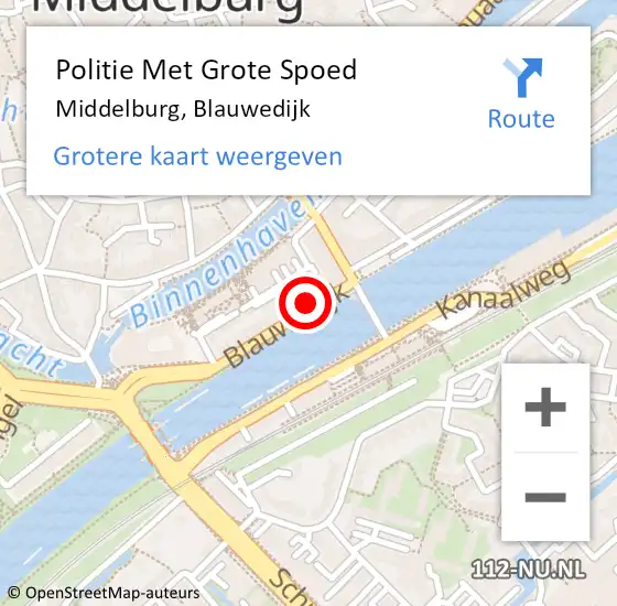 Locatie op kaart van de 112 melding: Politie Met Grote Spoed Naar Middelburg, Blauwedijk op 13 december 2022 09:20