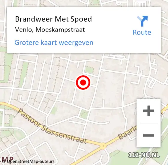 Locatie op kaart van de 112 melding: Brandweer Met Spoed Naar Venlo, Moeskampstraat op 13 december 2022 09:31