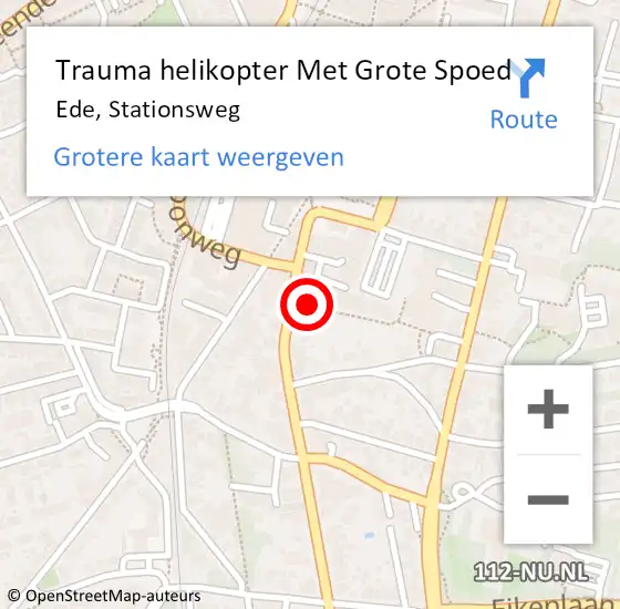 Locatie op kaart van de 112 melding: Trauma helikopter Met Grote Spoed Naar Ede, Stationsweg op 13 december 2022 10:01