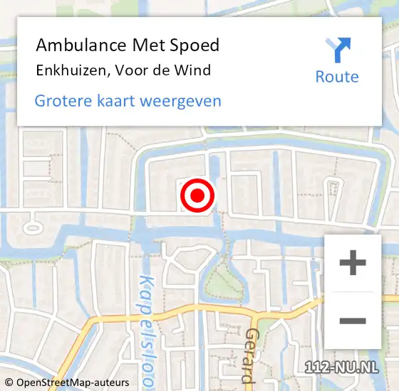 Locatie op kaart van de 112 melding: Ambulance Met Spoed Naar Enkhuizen, Voor de Wind op 13 december 2022 10:04