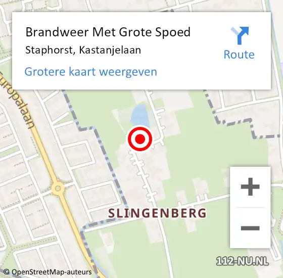 Locatie op kaart van de 112 melding: Brandweer Met Grote Spoed Naar Staphorst, Kastanjelaan op 13 december 2022 10:06