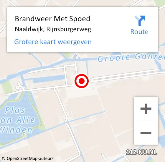 Locatie op kaart van de 112 melding: Brandweer Met Spoed Naar Naaldwijk, Rijnsburgerweg op 13 december 2022 10:21