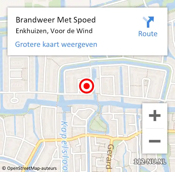 Locatie op kaart van de 112 melding: Brandweer Met Spoed Naar Enkhuizen, Voor de Wind op 13 december 2022 10:26