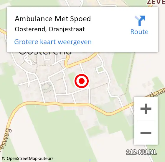 Locatie op kaart van de 112 melding: Ambulance Met Spoed Naar Oosterend, Oranjestraat op 13 december 2022 10:35