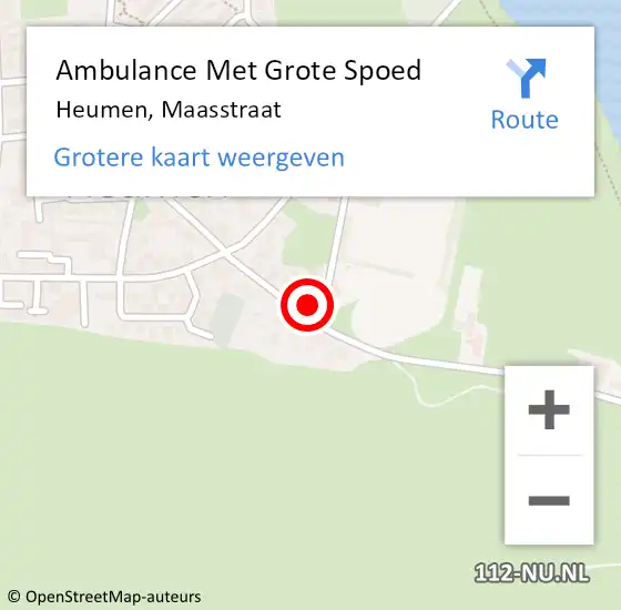 Locatie op kaart van de 112 melding: Ambulance Met Grote Spoed Naar Heumen, Maasstraat op 13 december 2022 10:35