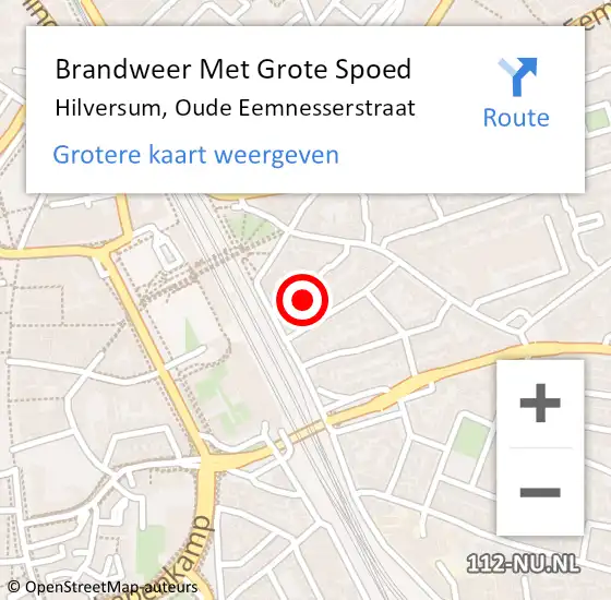 Locatie op kaart van de 112 melding: Brandweer Met Grote Spoed Naar Hilversum, Oude Eemnesserstraat op 10 oktober 2013 21:29