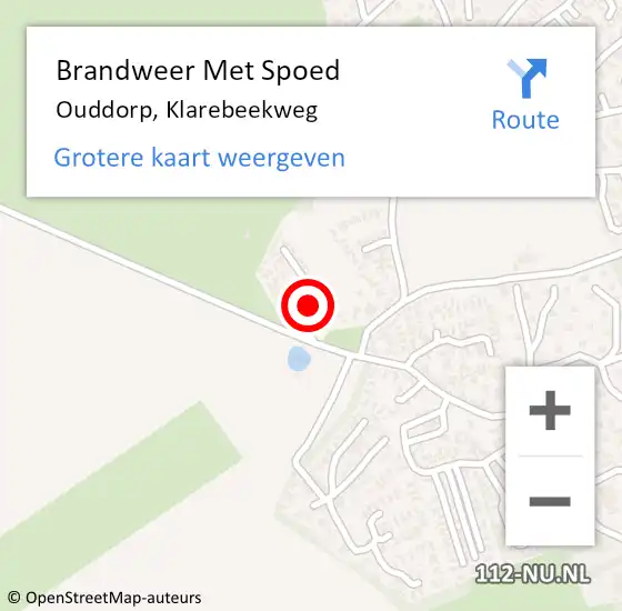 Locatie op kaart van de 112 melding: Brandweer Met Spoed Naar Ouddorp, Klarebeekweg op 13 december 2022 10:41