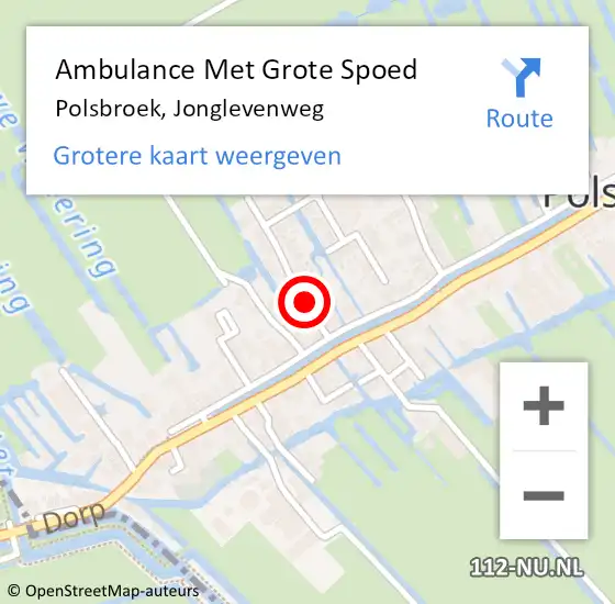 Locatie op kaart van de 112 melding: Ambulance Met Grote Spoed Naar Polsbroek, Jonglevenweg op 8 augustus 2014 08:52