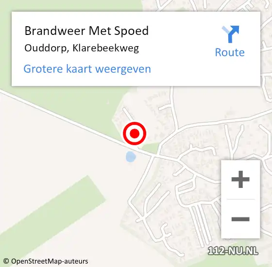 Locatie op kaart van de 112 melding: Brandweer Met Spoed Naar Ouddorp, Klarebeekweg op 13 december 2022 10:52