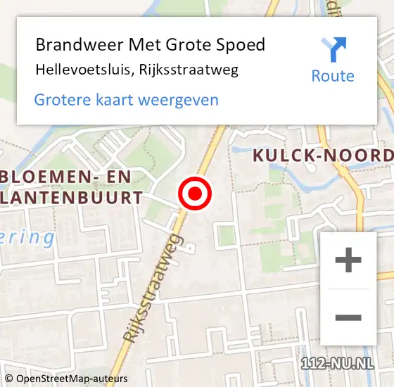 Locatie op kaart van de 112 melding: Brandweer Met Grote Spoed Naar Hellevoetsluis, Rijksstraatweg op 13 december 2022 10:56