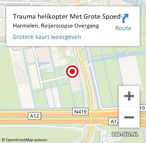 Locatie op kaart van de 112 melding: Trauma helikopter Met Grote Spoed Naar Harmelen, Reijerscopse Overgang op 13 december 2022 11:01
