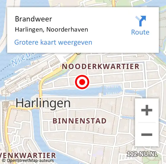 Locatie op kaart van de 112 melding: Brandweer Harlingen, Noorderhaven op 13 december 2022 11:10