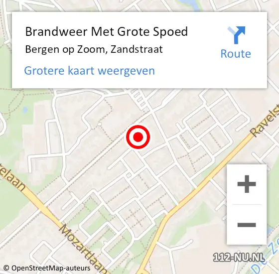 Locatie op kaart van de 112 melding: Brandweer Met Grote Spoed Naar Bergen op Zoom, Zandstraat op 13 december 2022 11:14