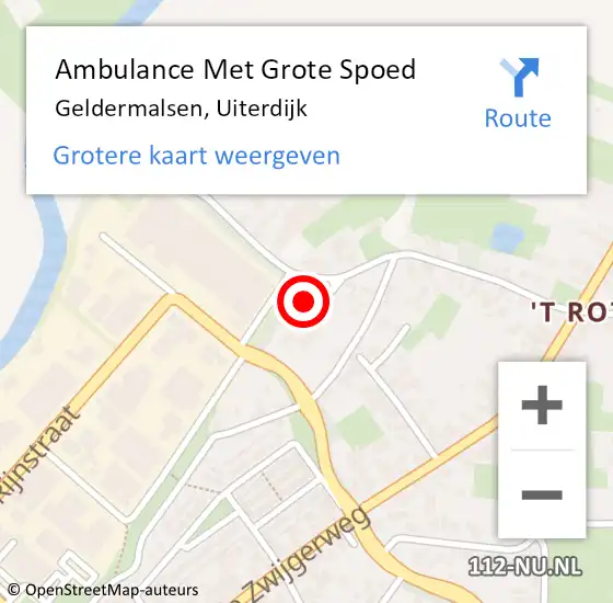 Locatie op kaart van de 112 melding: Ambulance Met Grote Spoed Naar Geldermalsen, Uiterdijk op 13 december 2022 11:18