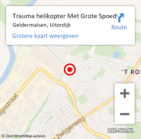 Locatie op kaart van de 112 melding: Trauma helikopter Met Grote Spoed Naar Geldermalsen, Uiterdijk op 13 december 2022 11:27