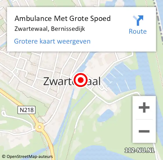 Locatie op kaart van de 112 melding: Ambulance Met Grote Spoed Naar Zwartewaal, Bernissedijk op 13 december 2022 11:58