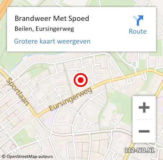 Locatie op kaart van de 112 melding: Brandweer Met Spoed Naar Beilen, Eursingerweg op 13 december 2022 12:01