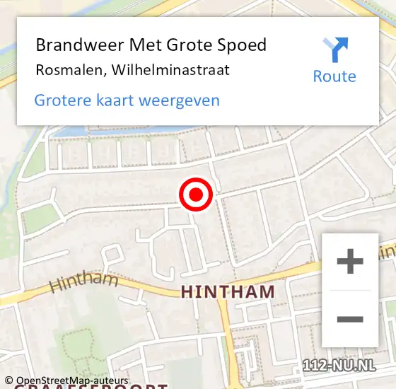 Locatie op kaart van de 112 melding: Brandweer Met Grote Spoed Naar Rosmalen, Wilhelminastraat op 13 december 2022 12:06