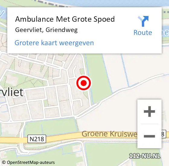 Locatie op kaart van de 112 melding: Ambulance Met Grote Spoed Naar Geervliet, Griendweg op 13 december 2022 12:11