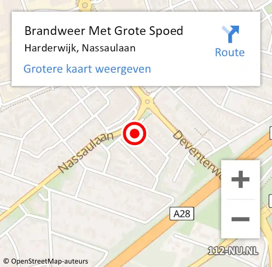 Locatie op kaart van de 112 melding: Brandweer Met Grote Spoed Naar Harderwijk, Nassaulaan op 13 december 2022 12:11