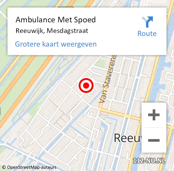 Locatie op kaart van de 112 melding: Ambulance Met Spoed Naar Reeuwijk, Mesdagstraat op 13 december 2022 12:26