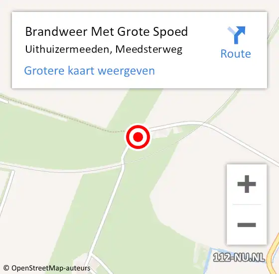 Locatie op kaart van de 112 melding: Brandweer Met Grote Spoed Naar Uithuizermeeden, Meedsterweg op 13 december 2022 12:33