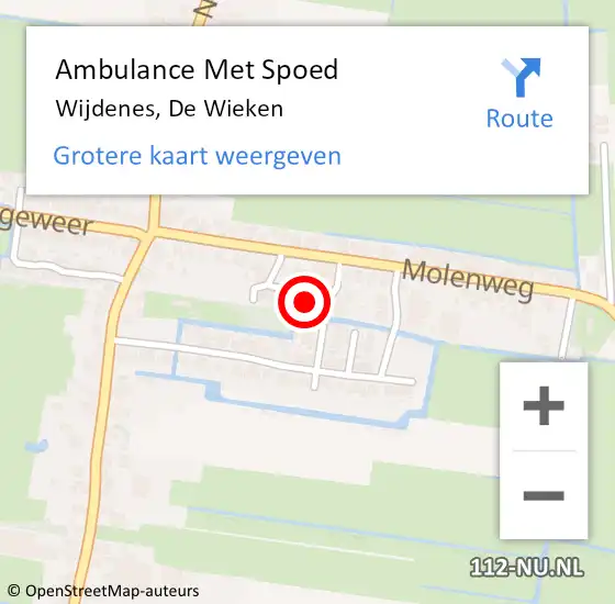 Locatie op kaart van de 112 melding: Ambulance Met Spoed Naar Wijdenes, De Wieken op 13 december 2022 12:41