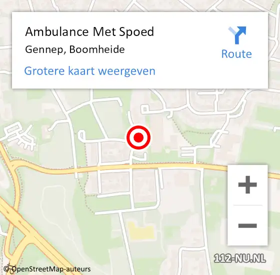 Locatie op kaart van de 112 melding: Ambulance Met Spoed Naar Gennep, Boomheide op 13 december 2022 12:42