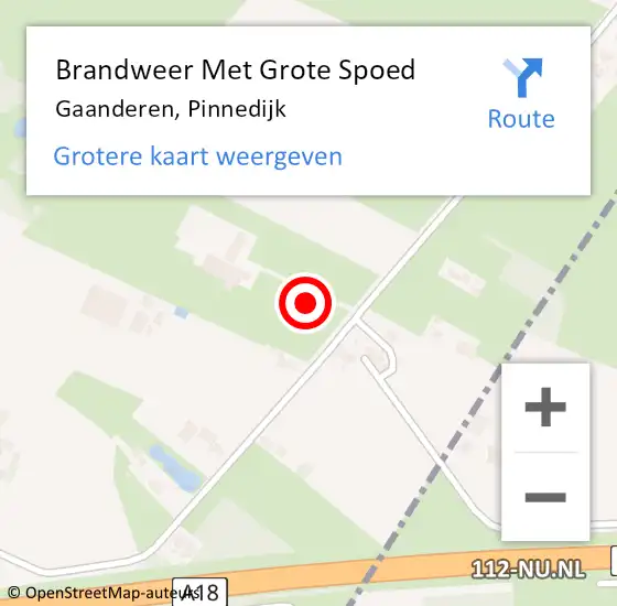 Locatie op kaart van de 112 melding: Brandweer Met Grote Spoed Naar Gaanderen, Pinnedijk op 13 december 2022 12:55