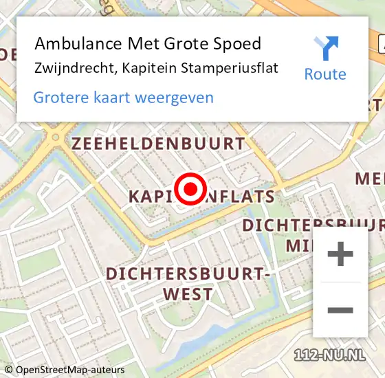 Locatie op kaart van de 112 melding: Ambulance Met Grote Spoed Naar Zwijndrecht, Kapitein Stamperiusflat op 13 december 2022 13:19