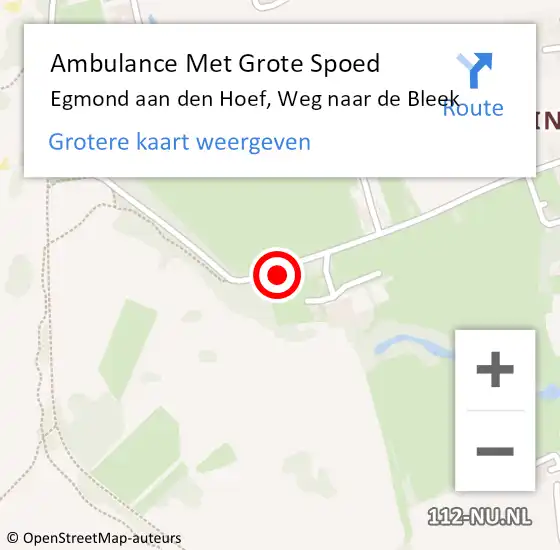 Locatie op kaart van de 112 melding: Ambulance Met Grote Spoed Naar Egmond aan den Hoef, Weg naar de Bleek op 13 december 2022 13:20