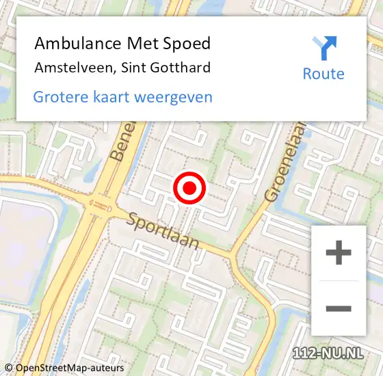 Locatie op kaart van de 112 melding: Ambulance Met Spoed Naar Amstelveen, Sint Gotthard op 13 december 2022 13:23