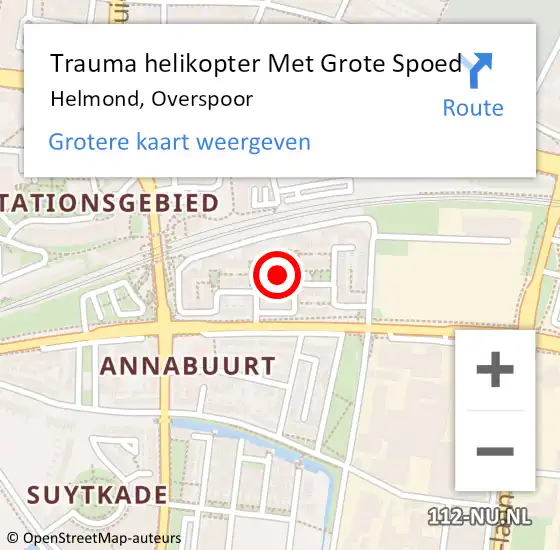 Locatie op kaart van de 112 melding: Trauma helikopter Met Grote Spoed Naar Helmond, Overspoor op 13 december 2022 13:24