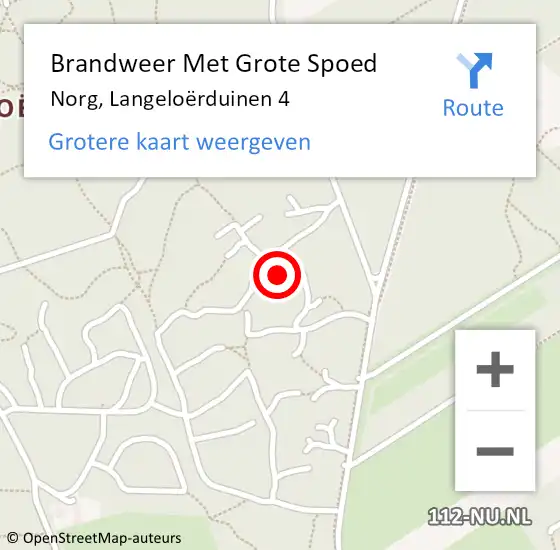 Locatie op kaart van de 112 melding: Brandweer Met Grote Spoed Naar Norg, Langeloërduinen 4 op 13 december 2022 13:35