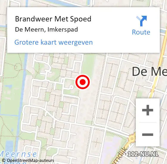 Locatie op kaart van de 112 melding: Brandweer Met Spoed Naar De Meern, Imkerspad op 13 december 2022 14:20