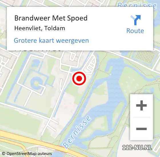 Locatie op kaart van de 112 melding: Brandweer Met Spoed Naar Heenvliet, Toldam op 13 december 2022 14:22
