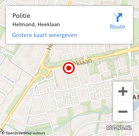 Locatie op kaart van de 112 melding: Politie Helmond, Heeklaan op 13 december 2022 14:30