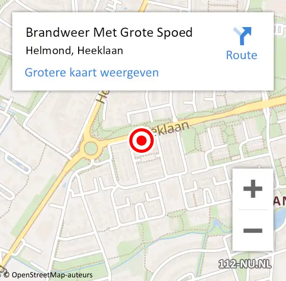 Locatie op kaart van de 112 melding: Brandweer Met Grote Spoed Naar Helmond, Heeklaan op 13 december 2022 14:30