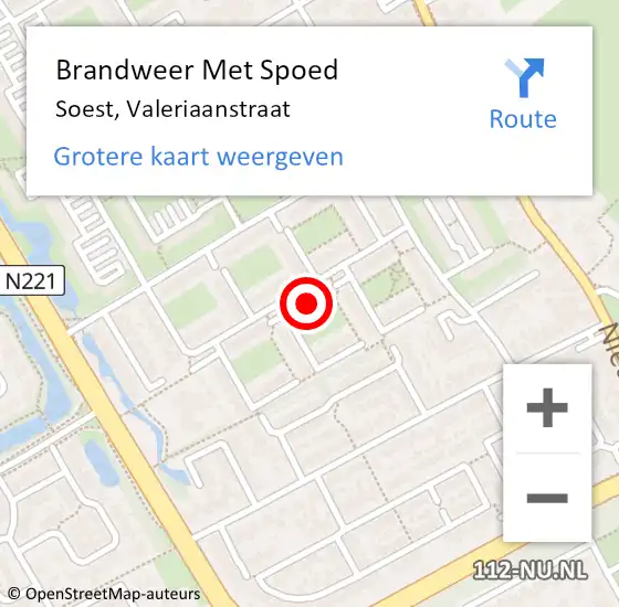 Locatie op kaart van de 112 melding: Brandweer Met Spoed Naar Soest, Valeriaanstraat op 13 december 2022 14:34