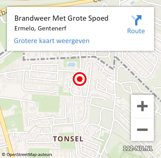 Locatie op kaart van de 112 melding: Brandweer Met Grote Spoed Naar Ermelo, Gentenerf op 13 december 2022 14:46