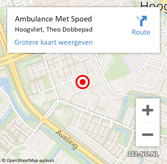 Locatie op kaart van de 112 melding: Ambulance Met Spoed Naar Hoogvliet, Theo Dobbepad op 13 december 2022 15:10