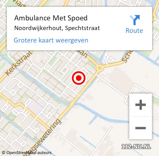 Locatie op kaart van de 112 melding: Ambulance Met Spoed Naar Noordwijkerhout, Spechtstraat op 13 december 2022 15:38