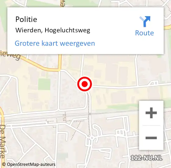 Locatie op kaart van de 112 melding: Politie Wierden, Hogeluchtsweg op 13 december 2022 15:50