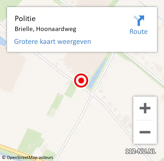 Locatie op kaart van de 112 melding: Politie Brielle, Hoonaardweg op 13 december 2022 15:58